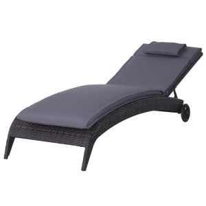 Outsunny Sun Lounger Cushion, 198Lx53Wx5T cm-Grey