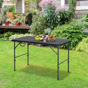 Outsunny Steel Frame 4ft Portable Folding Picnic Table Black