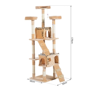 PawHut 170cm Cat Tree Kitten Kitty Scratcher Post Climbing Tower Activity Center House-Cream