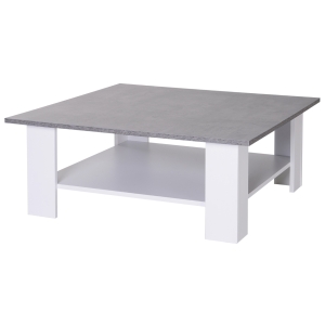 HOMCOM 2 Tier Vintage Coffee Table, 80W x 80D x 31.5Hcm-Cement/white