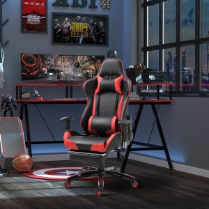 HOMCOM Gaming Executive Office Chair, PU Leather-Red