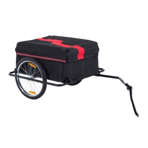 HOMCOM Bike Cargo Trailer W/Removable Cover-Red/Black