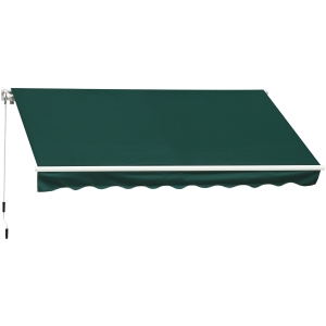 Outsunny Manual Retractable Awning, 3.5x2.5 m-Green