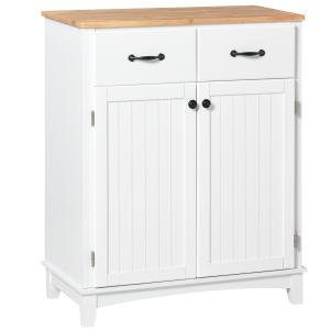 HOMCOM Coastal Sideboard Kitchen Storage Cabinet w/ Drawer Living & Dining Room, White