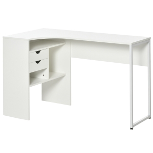 HOMCOM L-Shaped Corner Computer Desk Study Table with Storage Shelf Drawer Office Home