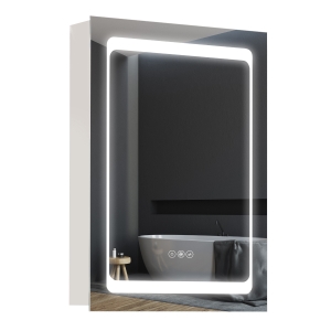 kleankin Bathroom LED Lighted Mirror Cabinet Wall-mount with Storage Shelves Touch Switch