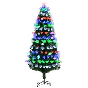 HOMCOM 6FT Pre-Lit Artificial Christmas Tree Home w/ Fibre Optic LED Light Decoration