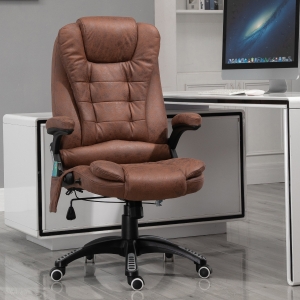 Vinsetto PU Leather 6-Point Massage Office Recliner Chair Brown
