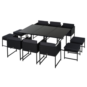 Outsunny PE Rattan 10-Seater Garden Furniture Set Grey/Black