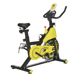 HOMCOM Exercise Bike Belt Drive with Adjustable Resistance Seat Handlebar LCD Display - Yellow