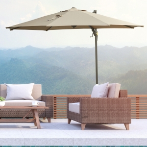 Outsunny 3 m Beach Hanging Umbrella Parasol-Khaki
