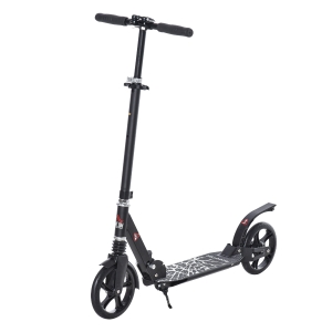 HOMCOM Foldable Adjustable Kick Scooter w/ Rear-fender Brake, Shock Absorption for 14+