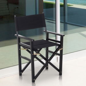 HOMCOM Wooden Director's Folding Chair, Oxford Fabric, Beech,56L-Black