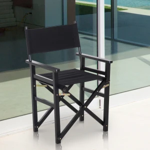 HOMCOM Wooden Director's Folding Chair, Oxford Fabric, Beech,56L-Black