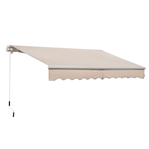 Outsunny 3.5M x 2.5M Manual Awning Canopy Retractable Sun Shade Shelter for Garden Patio