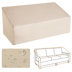 Outsunny Waterproof Furniture Cover For 3 Seat Rattan Sofa, 600D Oxford Cloth, 218Lx111Wx101H cm-Beige/Coffee