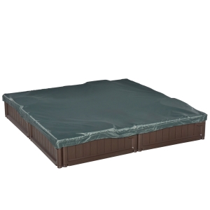 Outsunny Kids Outdoor Sandbox w/ Canopy Bottom Fabric Liner for 3-12 years old Brown