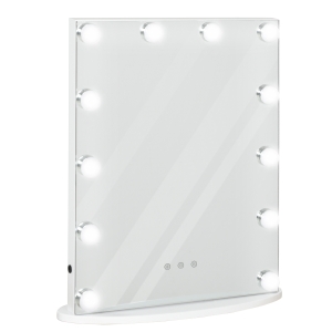 HOMCOM Hollywood Vanity LED Mirror Dimmable Illuminated Lights White 42cm x 14cm