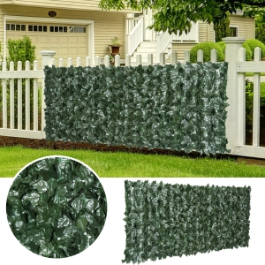 Outsunny Artificial Leaf Screen Panel, 2.4x1 m-Dark Green