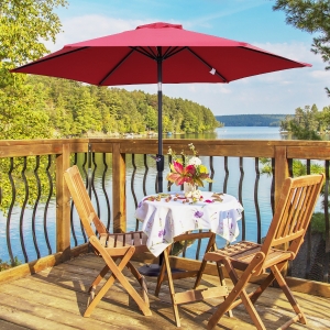Outsunny 2.7 m Patio Umbrella, Aluminum Frame-Wine Red