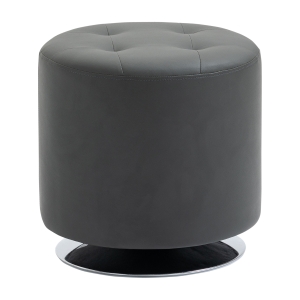 HOMCOM Faux Leather 360° Swivel Footstool, with Metal Base