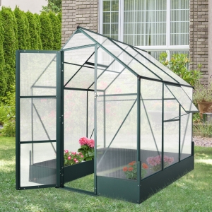 Outsunny Walk-in Greenhouse Outdoor Temperature Controlled Window Foundation 6.2x6.2ft