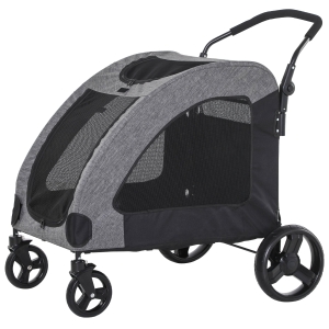 PawHut Medium Size Dog Stroller Pushchair Pet Trailer Dogs 4-Wheel Mesh Window Travel Stroller