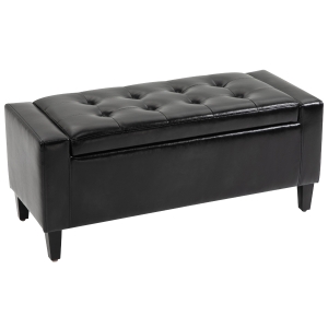 HOMCOM Storage Ottoman Bench PU Leather Upholstered Lift-Top Tufted Ottoman Black