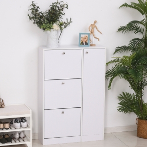 HOMCOM Particle Board 5-Tier Shoe Storage Cabinet White