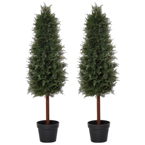 Outsunny Set of 2 Artificial Pine Trees Fake Ceder Plant Potted Home Office Décor, 120cm