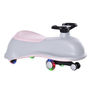 HOMCOM Ride on Wiggle Car w/LED Flashing Wheels for 18 - 72 months Gray+Pink