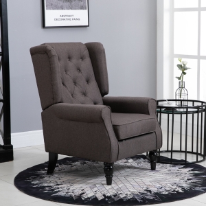 HOMCOM Fabric Tufted Accent Armchair Brown