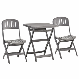 Outsunny 3-Piece Garden Bistro Set with Foldable Design Two Chairs & One Square Table