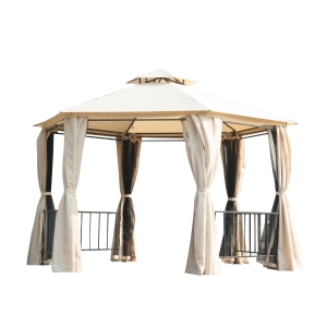 Outsunny Gazebo Canopy, 2-Tier-Beige