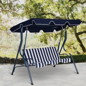 Outsunny Steel 3-Seater Swing Chair w/ Canopy Blue