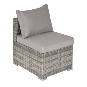 Outsunny Outdoor Garden Furniture Rattan Single Sofa Chair w/ Padded Cushions Light Grey