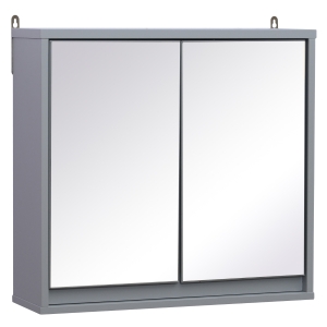 HOMCOM Wall Mounted Bathroom Mirror Cabinet, 48Wx14.5Dx45H cm-Grey