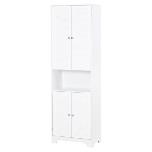 HOMCOM MDF Freestanding 6-Tier Bathroom Storage Cabinet White
