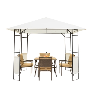 Outsunny Metal Garden Gazebo Marquee-Black/Cream White