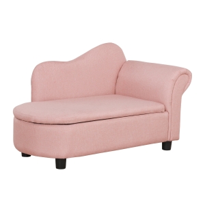 HOMCOM Kids Chaise Lounge Sofa, with Storage – Pink