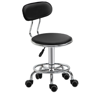 HOMCOM Salon Massage Chair Swivel Stool with PU Leather and Footrest for Hairdressing