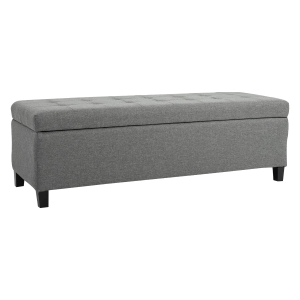 HOMCOM Fabric Storage Ottoman, with Padded Top - Grey