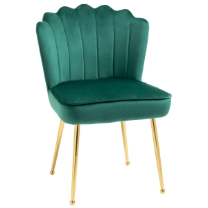 HOMCOM Accent Chair Velvet-Touch Vanity Chair Makeup Chair Golden Metal Legs Green