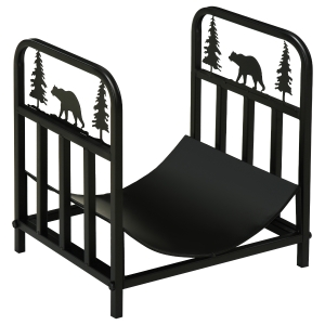 Outsunny Firewood Log Rack Curved Fireplace Log Holder w/ Handles Outdoor Indoor Black