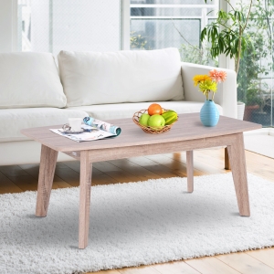 HOMCOM Coffee Table, 110Wx59.5Dx45H cm-Natural Wood/Grain Colour