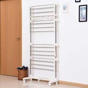 HOMCOM 4 Layers Folding Cloth Hanger Stand-White/Silver