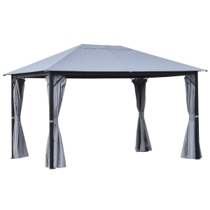 Outsunny 4 x 3(m) Outdoor Gazebo Canopy Tent Garden Pavilion Curtains Netting Sidewalls
