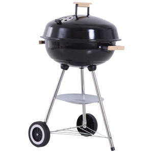 Outsunny Portable Charcoal BBQ Grill, 48Lx56Wx85H cm-Black/Silver