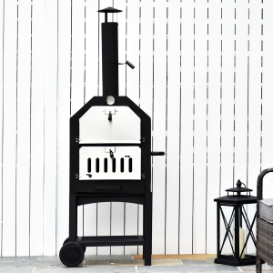 Outsunny Stainless Steel 2-Tier Outdoor Charcoal Pizza Oven