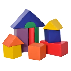 HOMCOM 11 Piece Soft Play Blocks Toy Foam Building and Stacking Blocks for Kids